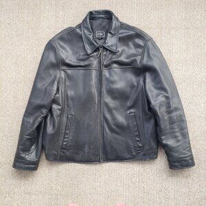 Men's Leather Motorcycle Aviator Jacket XL Black